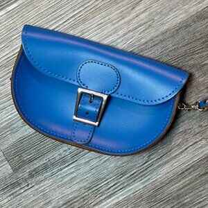 Brit-Stitch wristlet, blue leather